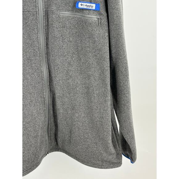 Columbia PFG Jacket 2XL Gray Fleece Full Zip Blue Trim Outdoor Fishing Mens - Picture 3 of 8